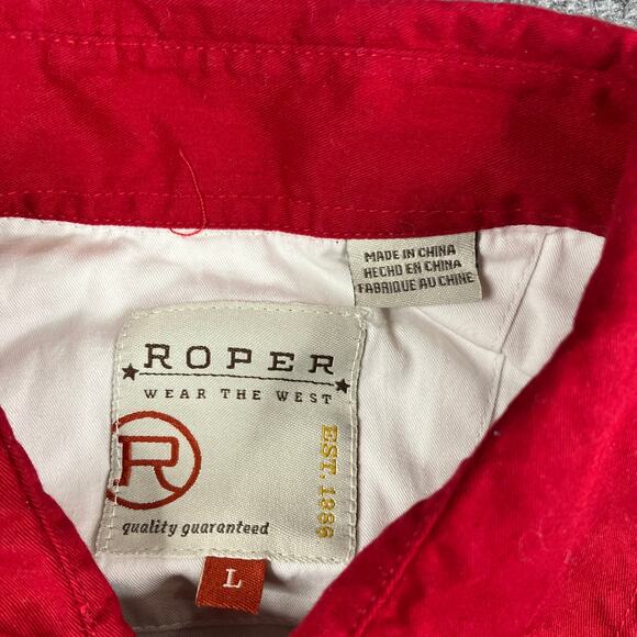 Roper Western Shirt Mens L USA Flag Stars Stripes Pearl Snap Long Sleeve Rodeo - Picture 4 of 9